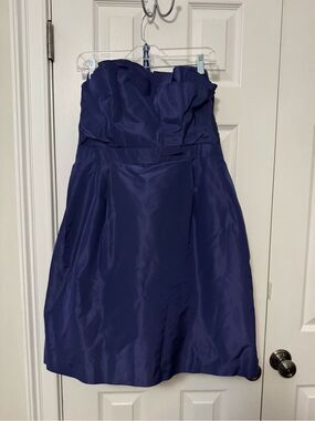 J. Crew Strapless Silk Cocktail Dress in navy blue, 16